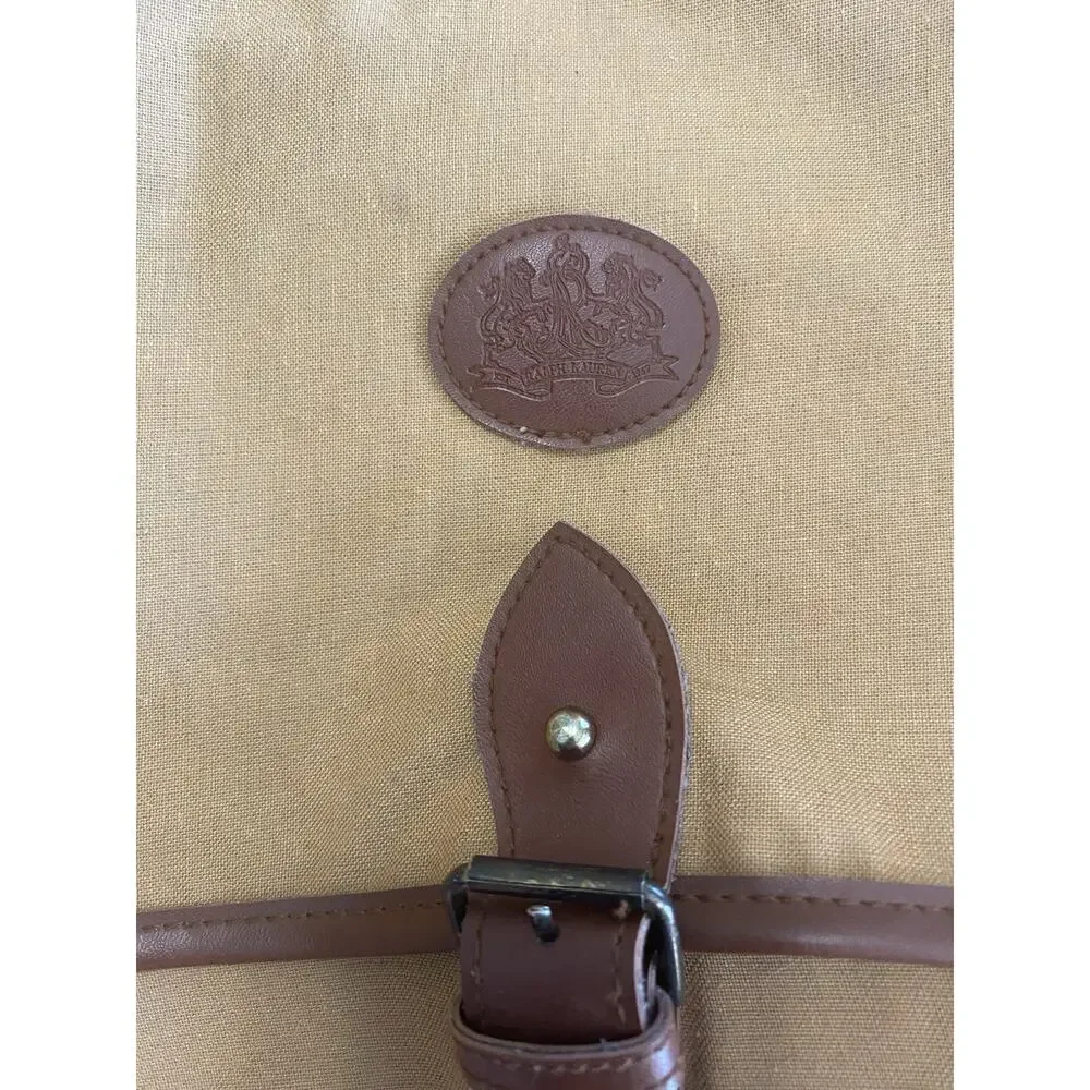 Vintage Polo Ralph Lauren Safari Traveler Canvas & Leather Messenger Bag Khaki *